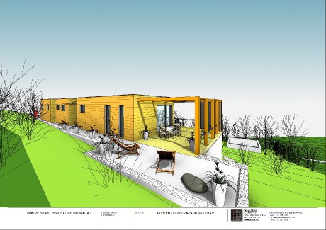 PRACHATICE _RD ŠTĚPÁNEKOVI STUDIE 2 - 3D pohled - 3D PŮDORYS 2 - Výkres - 10 - POHLED OD JIHOZÁPADU NA TERASU