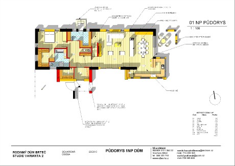 V3 plochá střecha BRTEČ STUDIE únor 2012 - Výkres - 03 - PŮDORYS 1NP DŮM