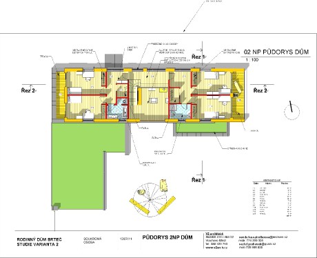 V3 plochá střecha BRTEČ STUDIE únor 2012 - Výkres - 06 - PŮDORYS 2NP DŮM