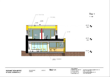 V3 plochá střecha BRTEČ STUDIE únor 2012 - Výkres - 07 - ŘEZ 1-1