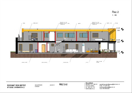 V3 plochá střecha BRTEČ STUDIE únor 2012 - Výkres - 08 - ŘEZ 2-2