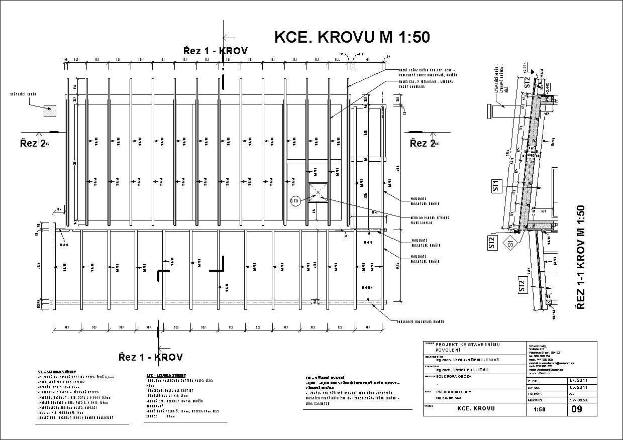 ŘEZ 2-2 - Výkres - 09 - KCE- KROVU