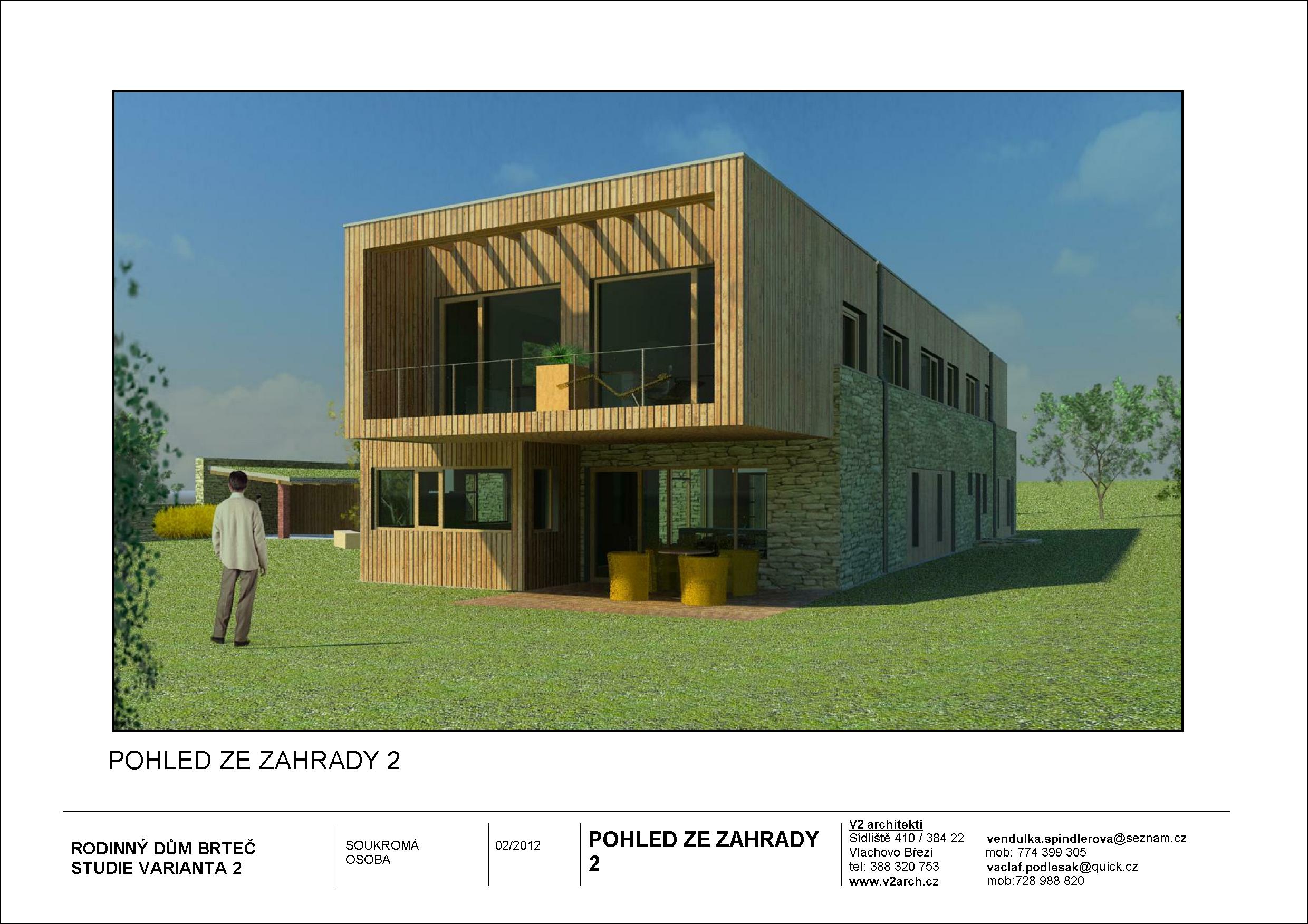 V3 plochá střecha BRTEČ STUDIE únor 2012 - Výkres - 13 - POHLED ZE ZAHRADY 2