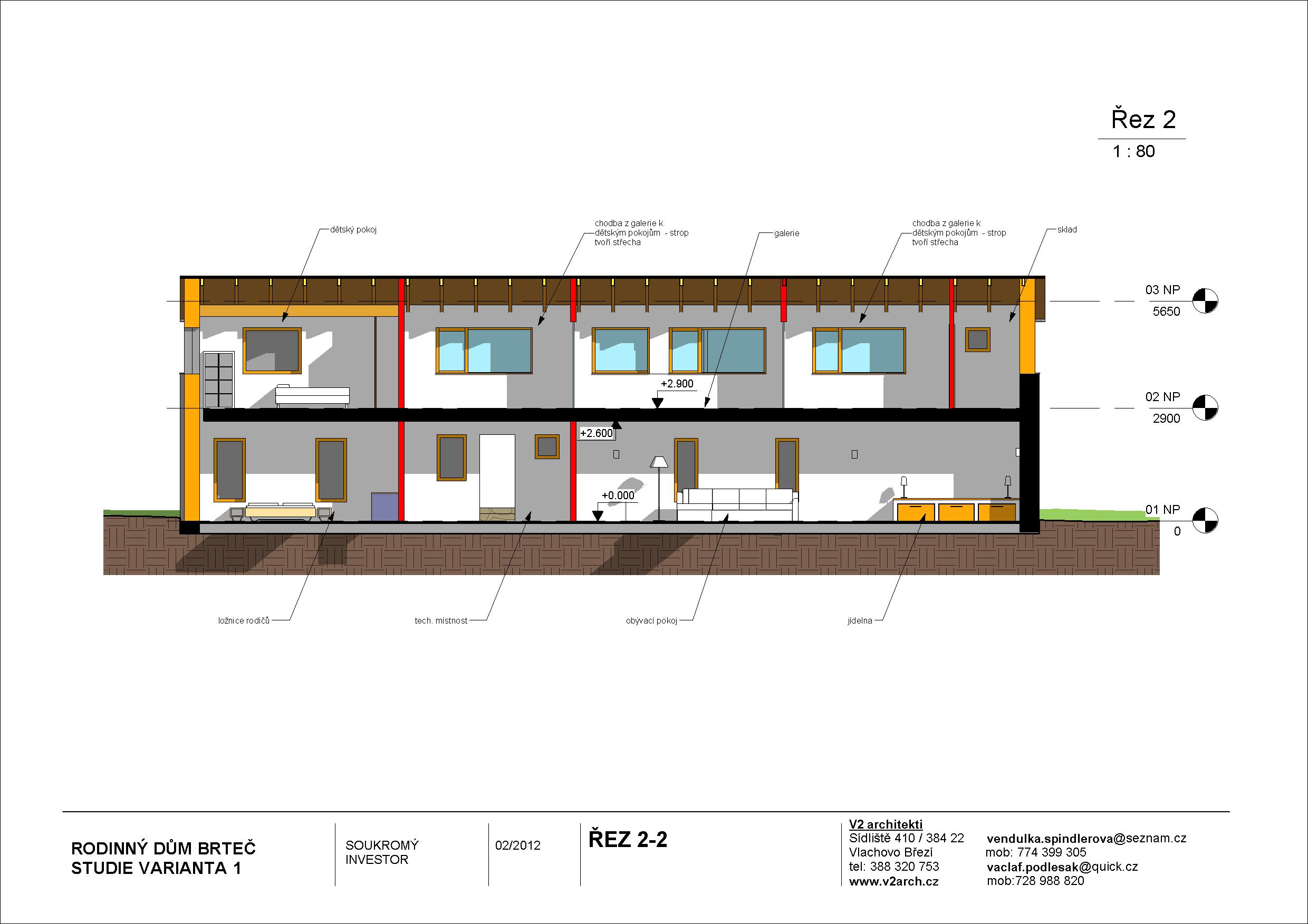 V2 BRTEČ STUDIE únor 2012(Obnova) - Výkres - 08 - ŘEZ 2-2